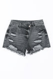 High Rise Crossover Waist Denim Shorts