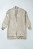 Gray Textured Knit Pocketed Duster Cardigan