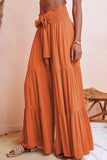 Smocked Waist Tiered Wide Leg Pants