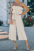 Ruffled Strapless Wide Leg Jumpsuit