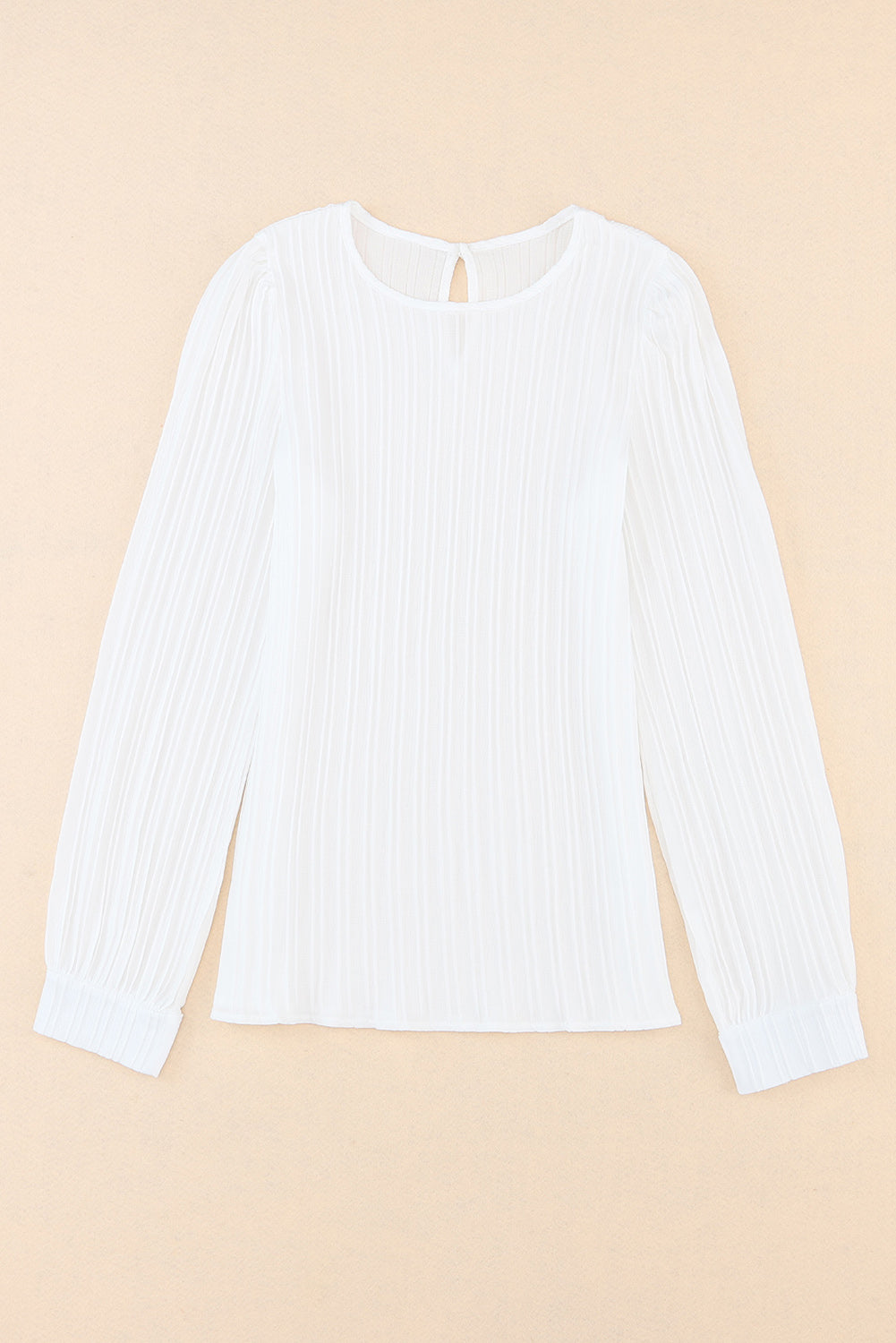 Ribbed Crewneck Puff Long Sleeve Top