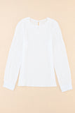 Ribbed Crewneck Puff Long Sleeve Top