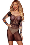 Cap Sleeve Sheer Mesh Crochet Chemise