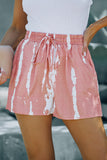 Short décontracté rose tie-dye avec cordon de serrage