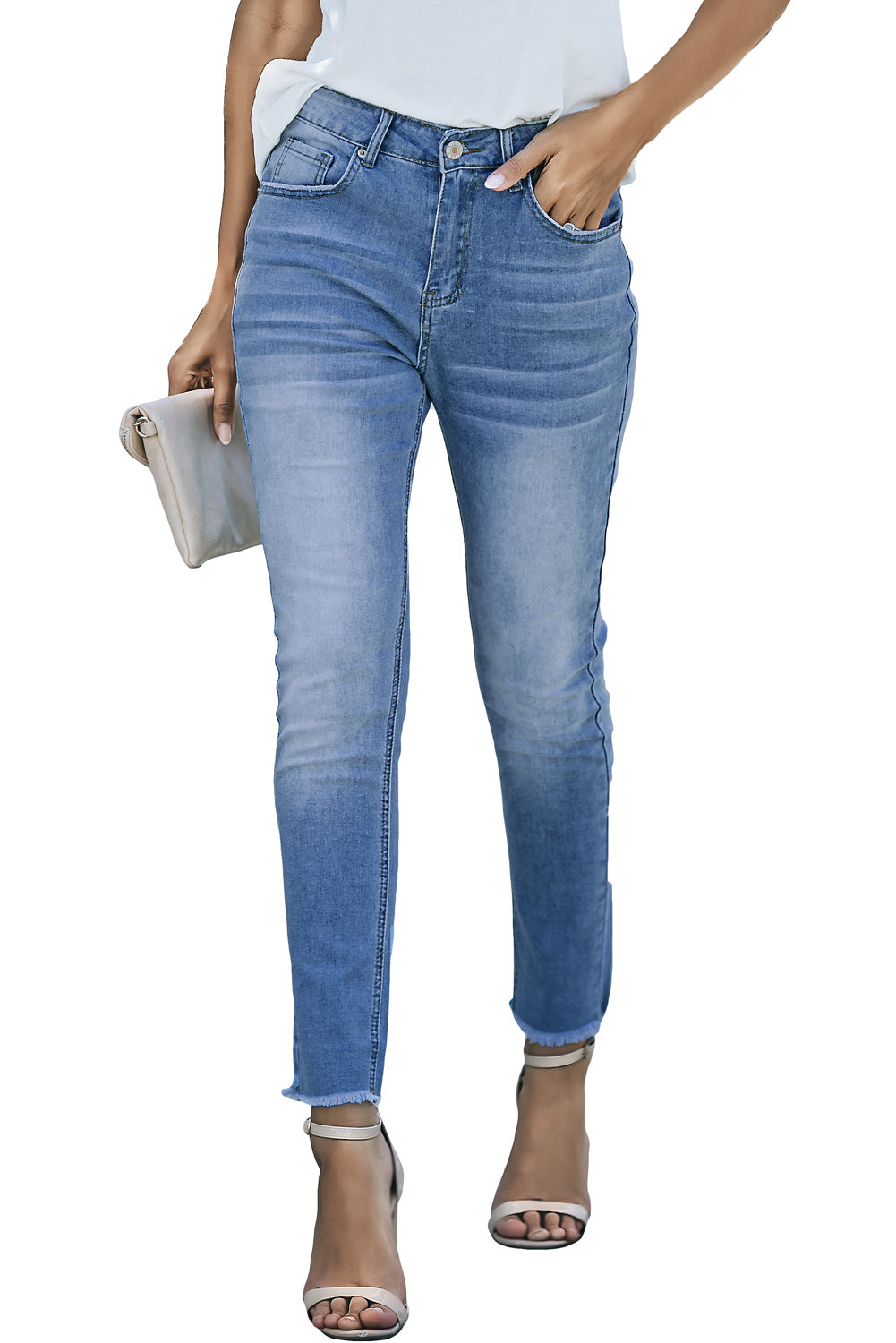 High Waist Ankle-Length Skinny Jeans