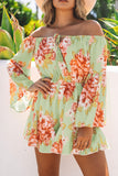 Floral Off the Shoulder Bell Sleeve Romper