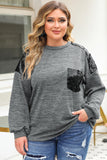 Sequin Patchwork Long Sleeve Plus Size Top