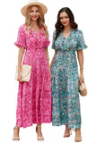 Paisley Print Boho Holiday Ruffle Tiered Maxi Dress