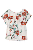 T-shirt Beige à Imprimé Floral Grande Taille