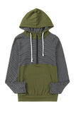 Half Zip Stripes Patchwork Hoodie