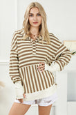 Striped Contrast Thumbhole Oversized Hoodie