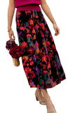 Abstract Floral Print High Waist Maxi Skirt