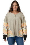 Plus Size Chevron Sleeves Top