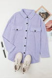 Veste chemise violette boutonnée en peluche avec poches