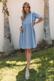 Ruffle Chambray Midi Dress