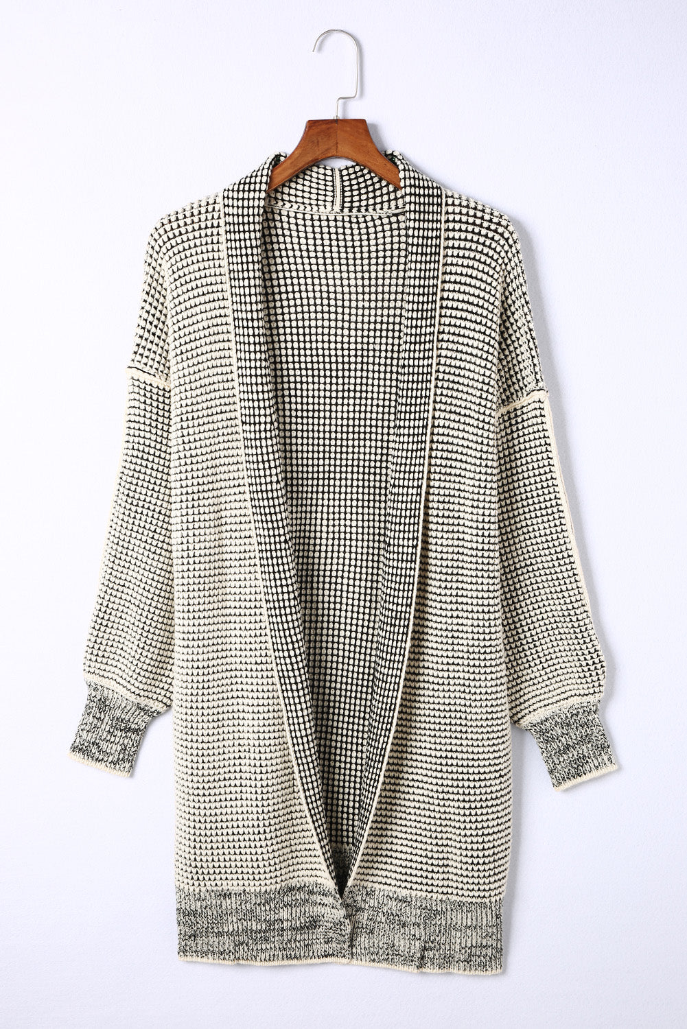 Gray Textured Knit Pocketed Duster Cardigan