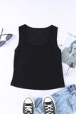 Plain Waffle Knit U Neck Tank Top