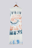 Cap Sleeve Tie Dye Long Slit Dress