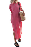 Crew Neck Bat Sleeve Maxi T-shirt Dress