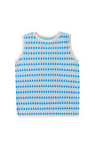 Sky Blue Stripe Geometric Print Round Neck Slim Fit Sweater Vest