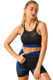 Ensemble de sport haut court et short de sport en maille respirante bleu ciel