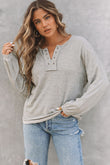 Ribbed Drop Shoulder Long Sleeve Top