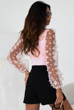 Butterfly Tulle Sleeve Square Neck Bodysuit