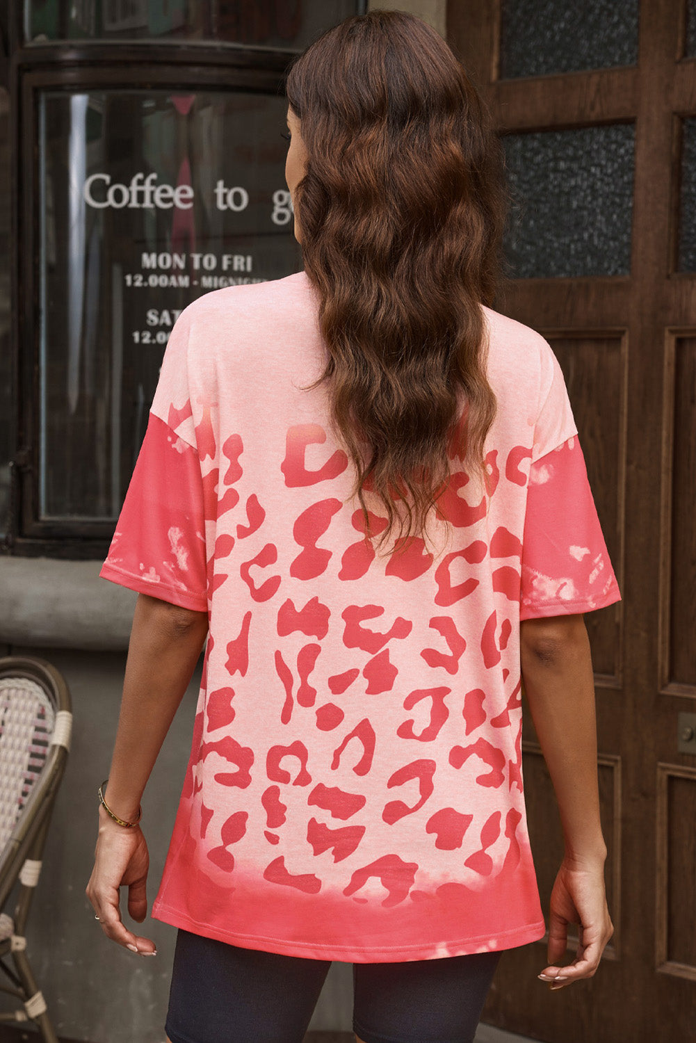 Leopard Bleached Boyfriend T Shirt with Holes