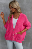 Buttons Front Pocketed Sweater Cardigan