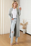 Tie Back Long Open Front Cardigan