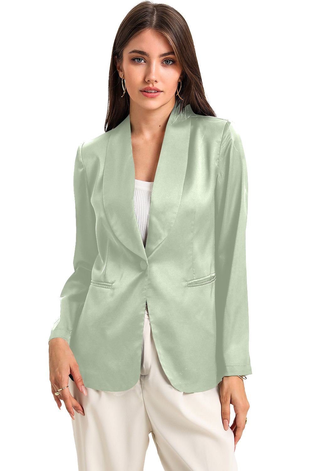 Collared Neck Single Breasted Blazer with Pockets