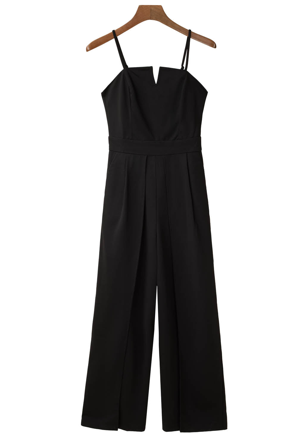 Spaghetti Straps Slit Leg Jumpsuit with Pockets