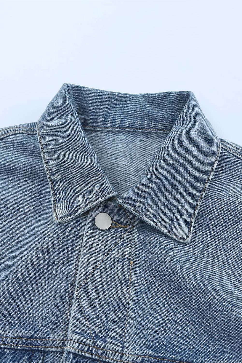 Elastic Hemline Acid Wash Denim Jacket