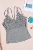 Lace Overlay Strappy Hollow-out Tank Top