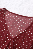 Surplice V Neck Dotted Pattern Ruffle Sleeve Blouse