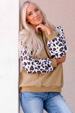 Leopard Bishop Sleeve Hooded Sweatshirt