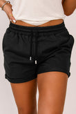 Tie Waist Side Pockets Cuffed Lounge Shorts