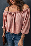 Subtle Jacquard Long Sleeve Off Shoulder Blouse