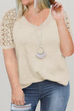 Lace Short Sleeve Plus Size Waffle Top