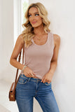 Plain Waffle Knit U Neck Tank Top