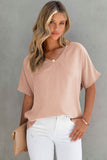 Solid V Neck Short Sleeve Blouse