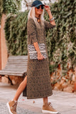 Round Neck Long Sleeve Split Dress