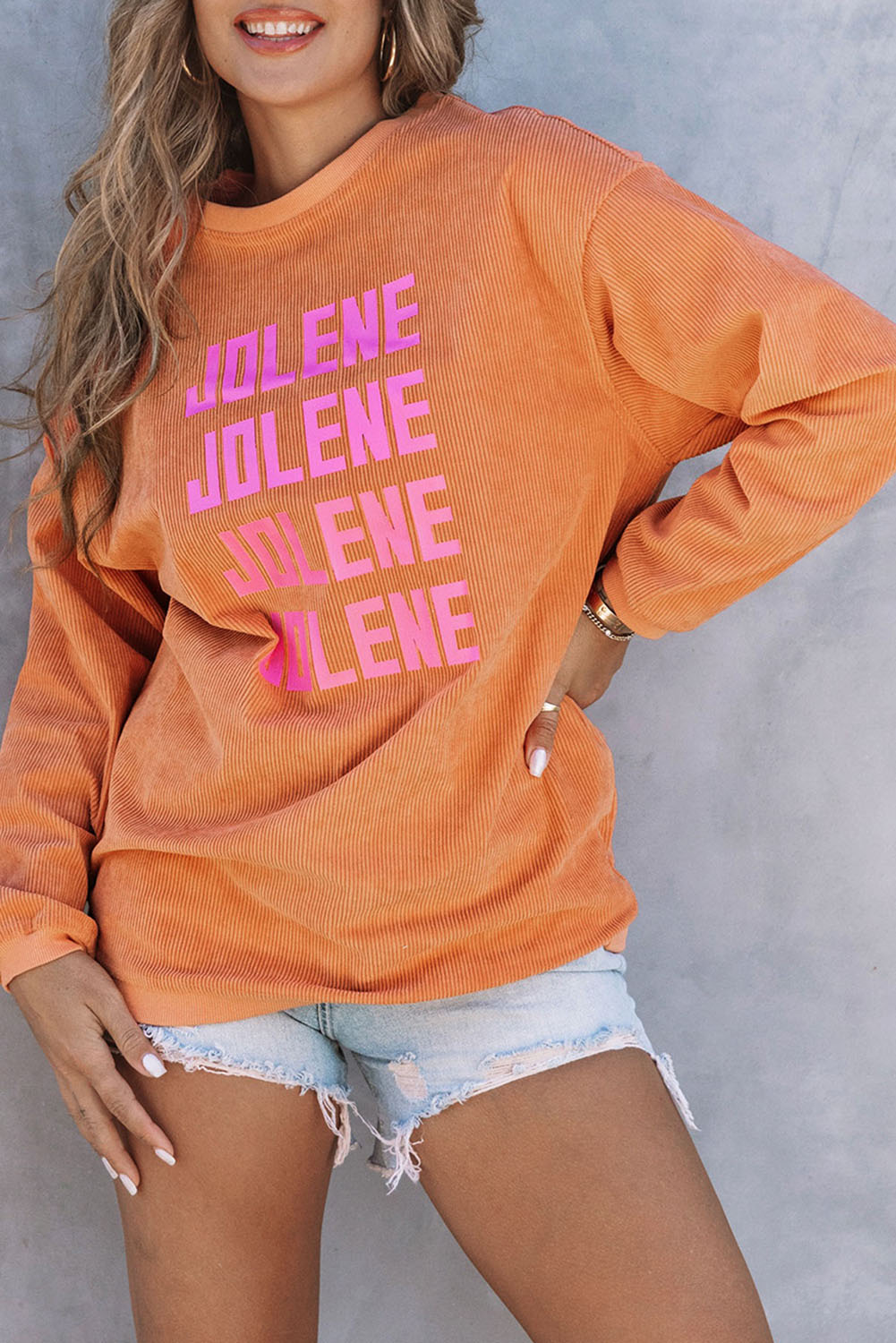 Sweat-shirt orange côtelé à imprimé fantôme Spooky Season