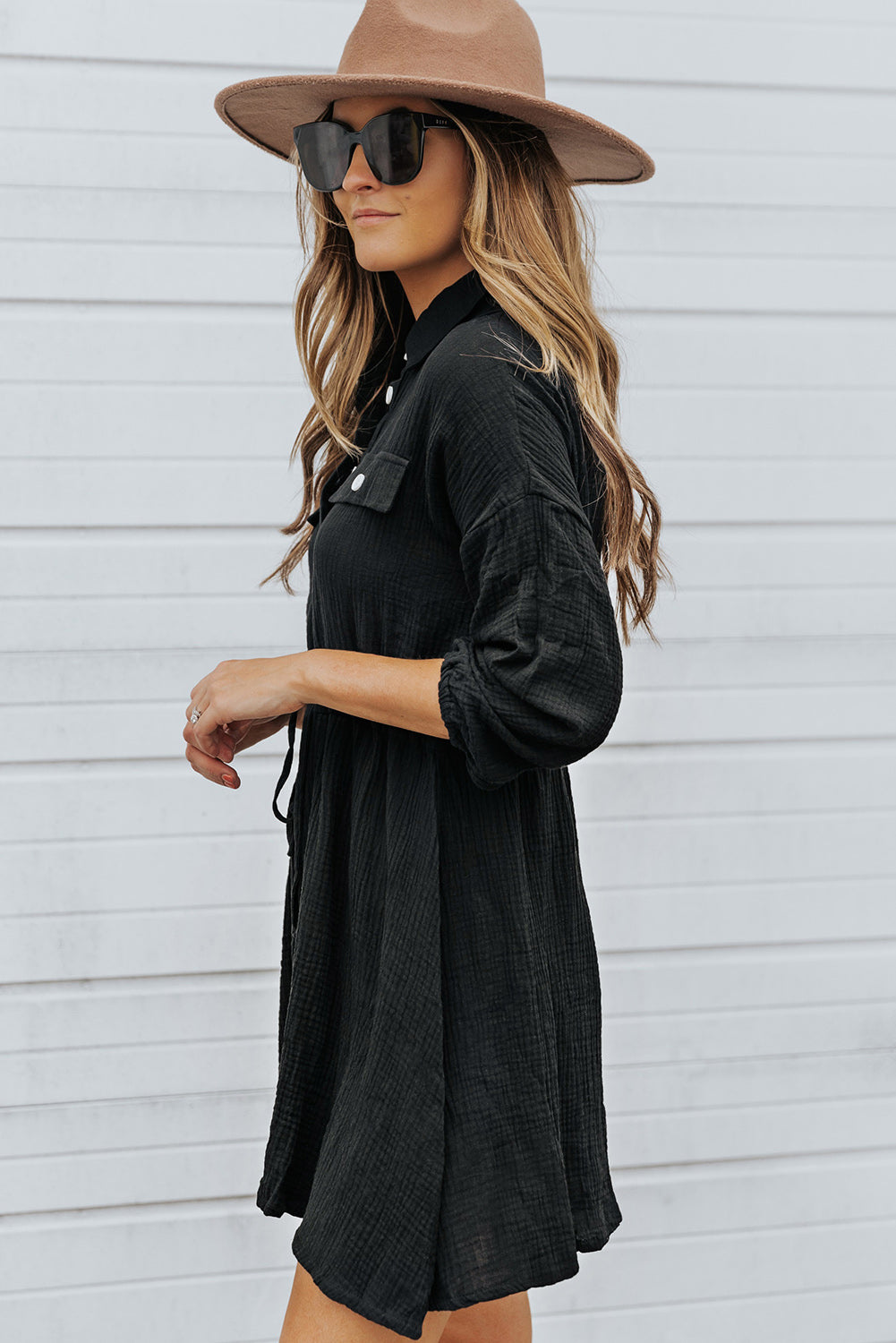 Robe chemise tunique noire