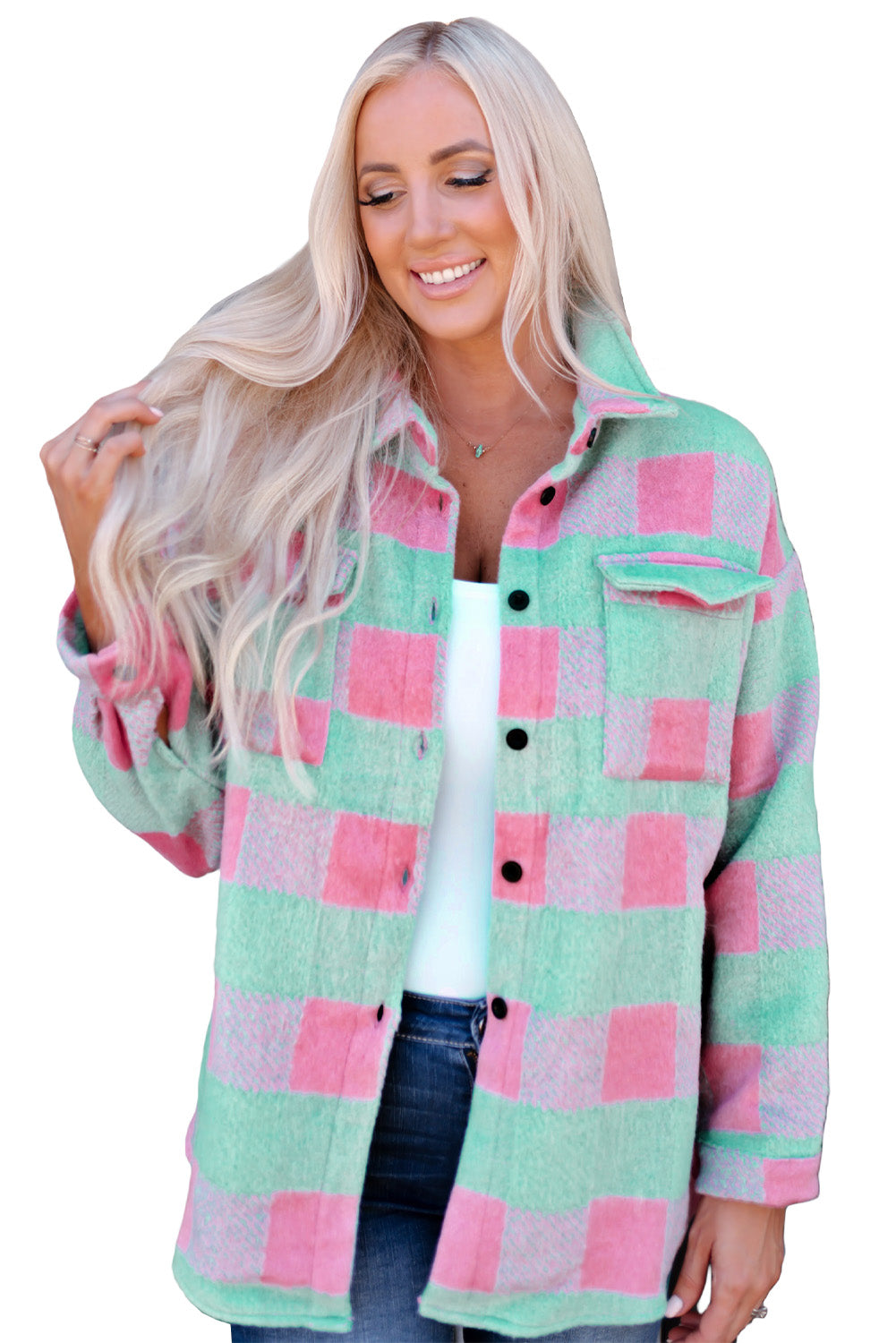 Plaid Pattern Oversized Shacket