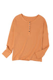 Haut Henley en tricot gaufré orange