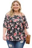 Floral Print Off Shoulder Plus Size Blouse