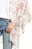 Floral Print Ruffled Long Sleeves Kimono