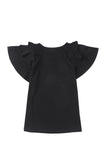 Plain Tiered Ruffled Short Sleeve T Shirt