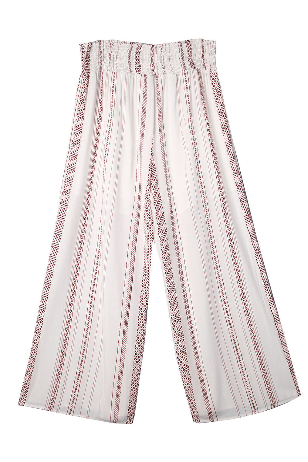 Smocked Waist Printed Wide Leg Pants